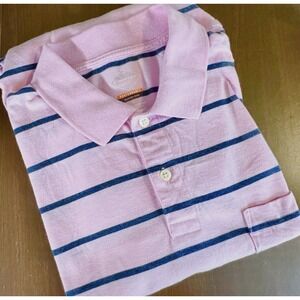 St. John's Bay Men's Performance Polo Shirt L Pink‎ Blue Stripe Quick-Dri